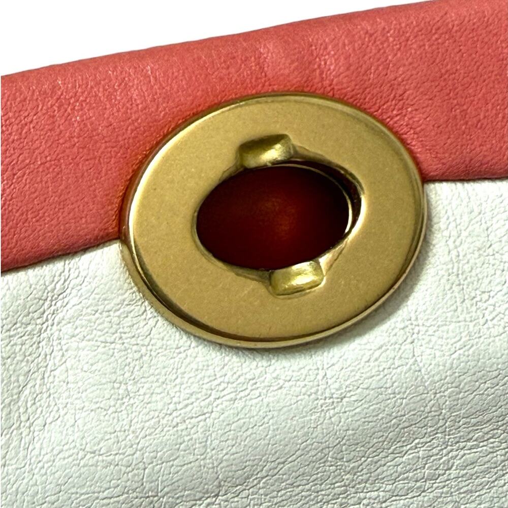 COACH 42638 Cricket Chalk White Coral Leather Turnlock Gold Tone Wristlet - Picture 6 of 12
